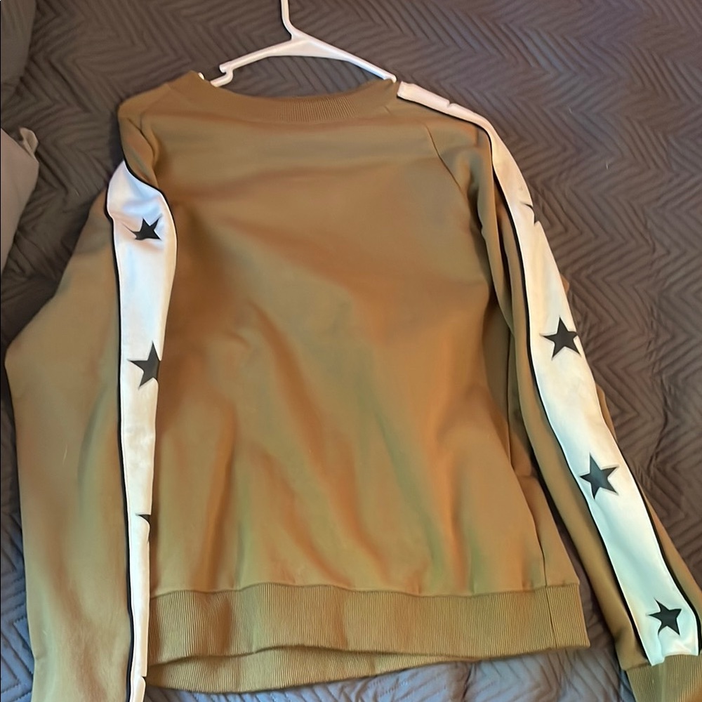 Olive Sweatshirt with Star Accents